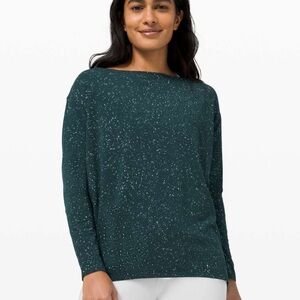 Lululemon Back In Action Long Sleeve Shirt Women's 6 Splatter Dye Black Stretch